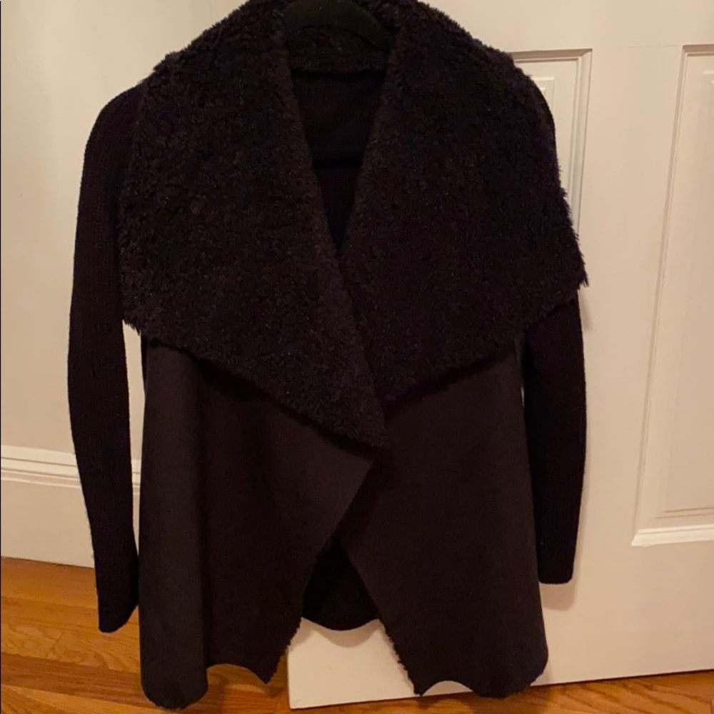 Suede Faux Fur Cardigan